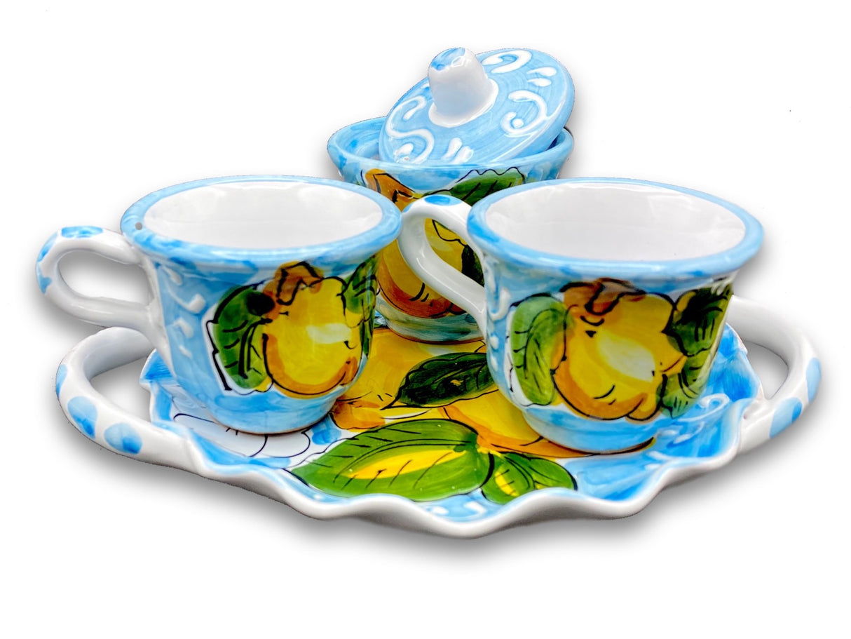 Servizio caffè x 2 + zuccheriera in ceramica di Vietri 