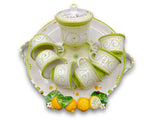 Servizio Caffè x 6 + Zuccheriera in Ceramica Vietrese APPLICAZIONE LIMONI