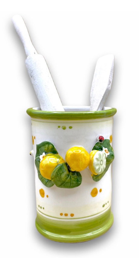 Porta Grissini (cucchiarelle) in ceramica vietrese APPLICAZIONE LIMONI