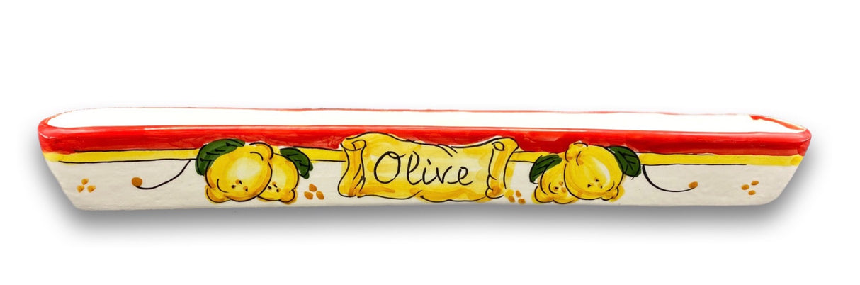 Porta olive stretto in ceramica di Vietri 