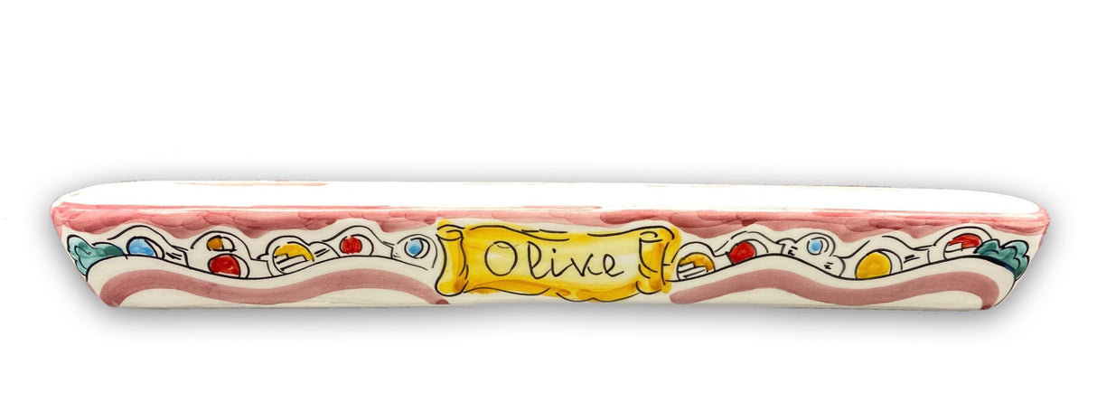 Porta olive stretto in ceramica di Vietri 