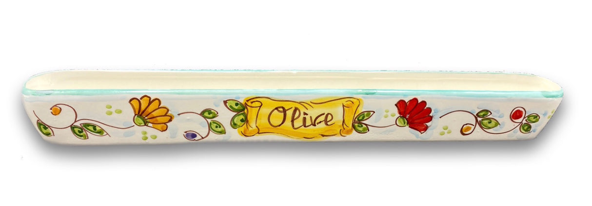 Porta olive stretto in ceramica di Vietri 