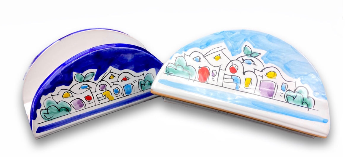 Porta tovaglioli a mezza luna in ceramica di Vietri 