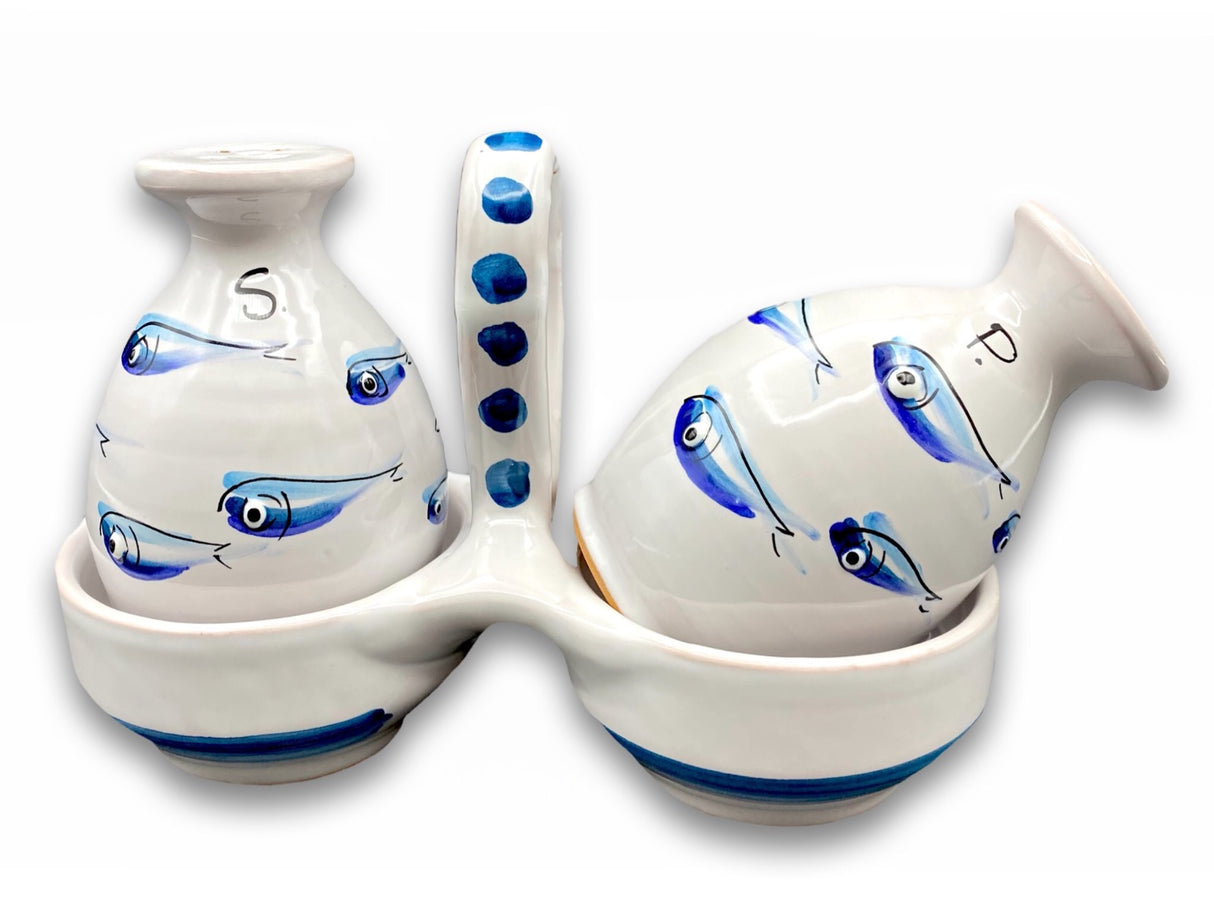 Servizio sale e pepe in coppe in ceramica di Vietri linea Mare Magnum