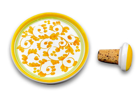 Sotto bottiglia in ceramica di Vietri con tappo 
