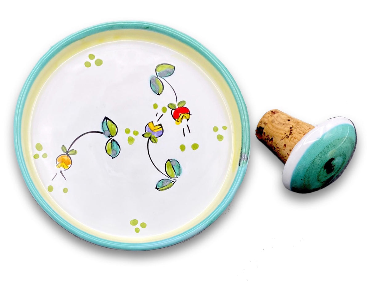 Sotto bottiglia in ceramica di Vietri con tappo 