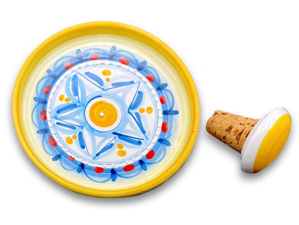Sotto bottiglia in ceramica di Vietri con tappo 