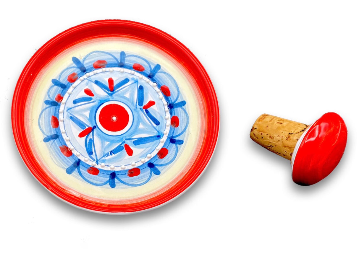 Sotto bottiglia in ceramica di Vietri con tappo 
