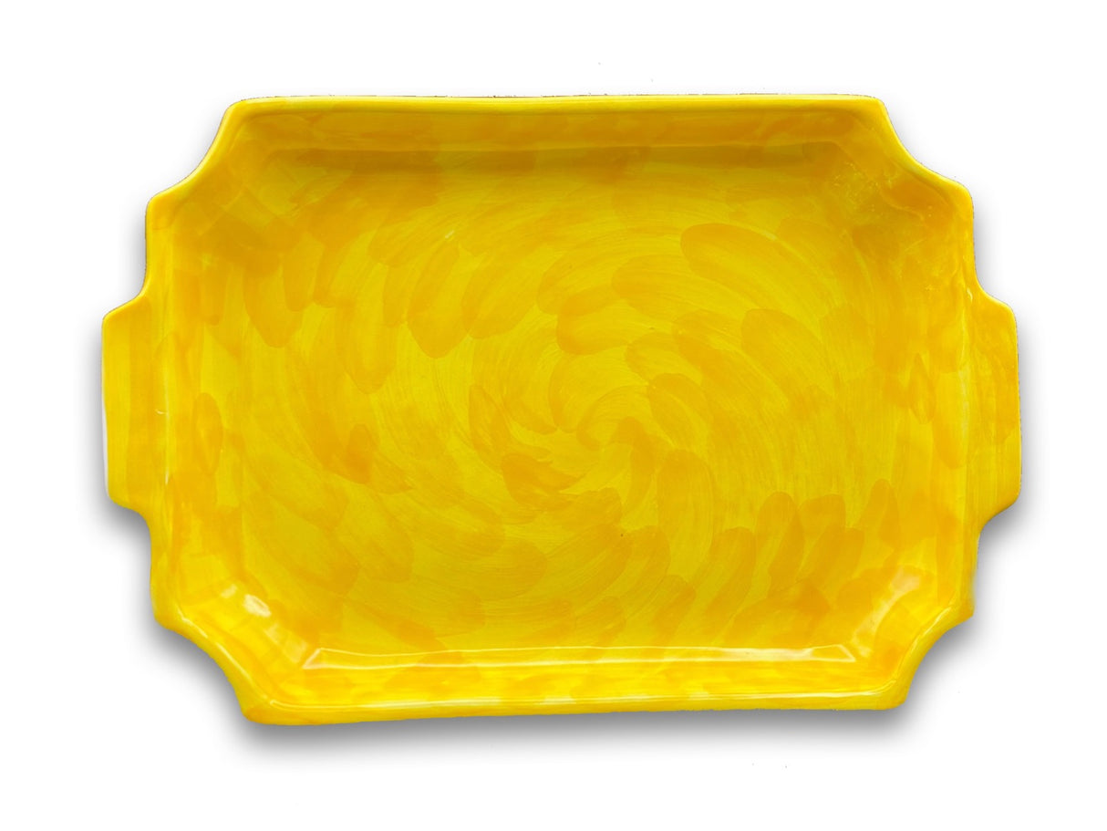 Vassoio rettangolare con angoli smussati in ceramica di Vietri