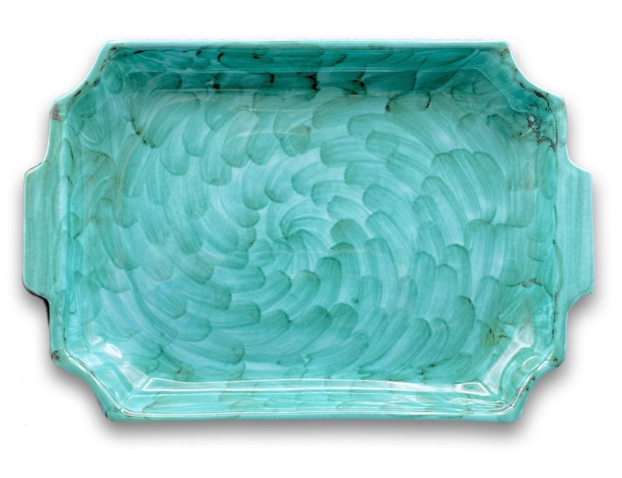 Vassoio rettangolare con angoli smussati in ceramica di Vietri
