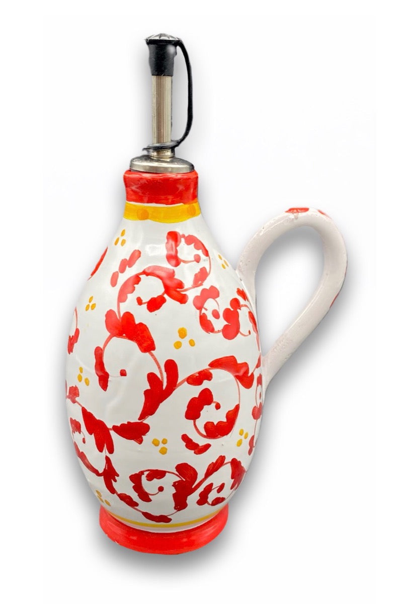 Oliera con dosatore in acciaio in ceramica di Vietri 