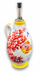 Oliera con dosatore in acciaio in ceramica di Vietri 