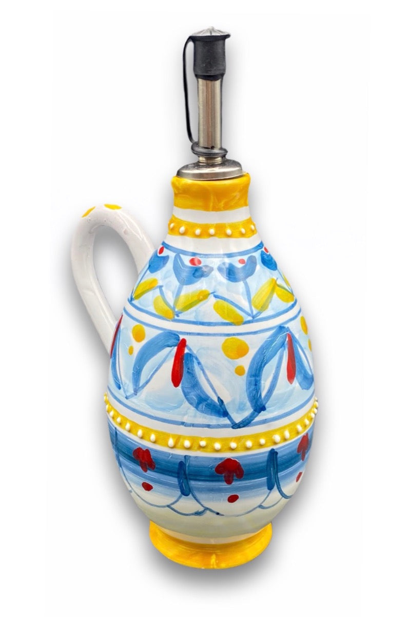 Oliera con dosatore in acciaio in ceramica di Vietri 
