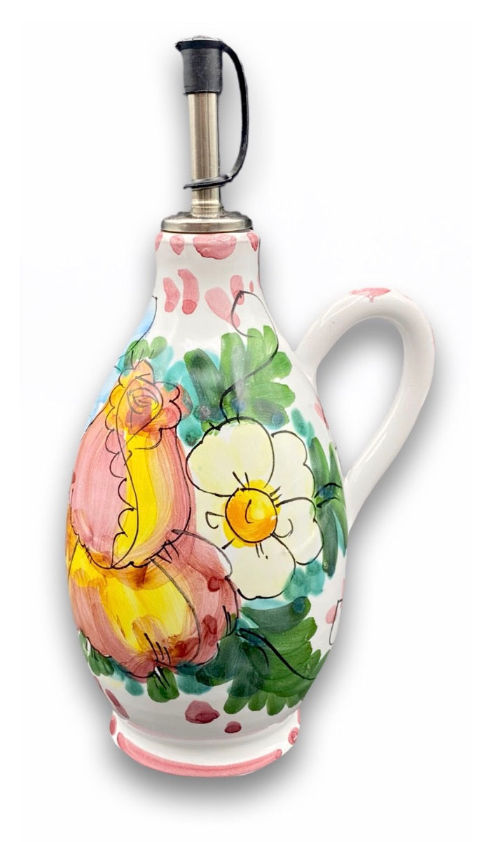 Oliera con dosatore in acciaio in ceramica di Vietri 