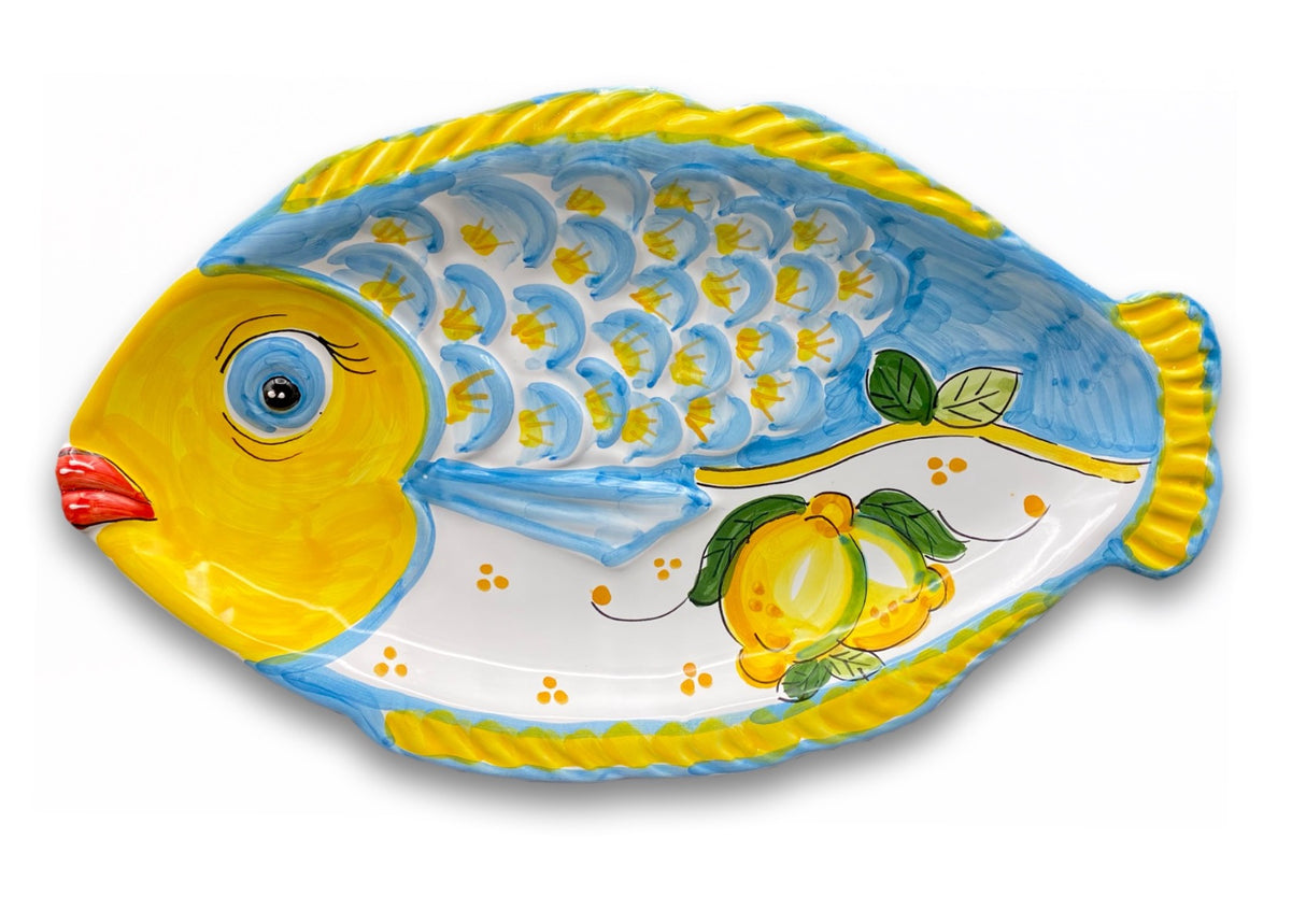 Piatto pesce con squame in ceramica di Vietri 