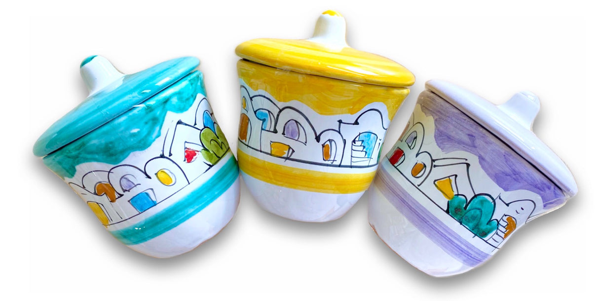 Zuccheriera svasata in ceramica di Vietri 
