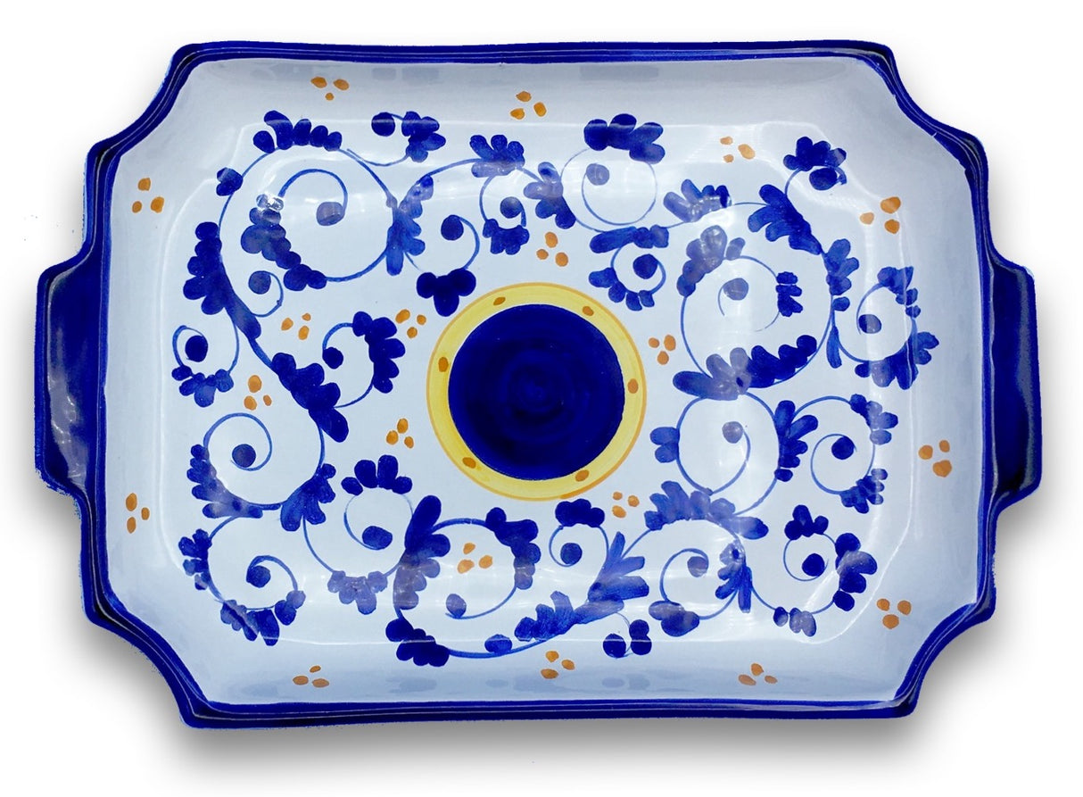 Vassoio rettangolare con angoli smussati in ceramica di Vietri