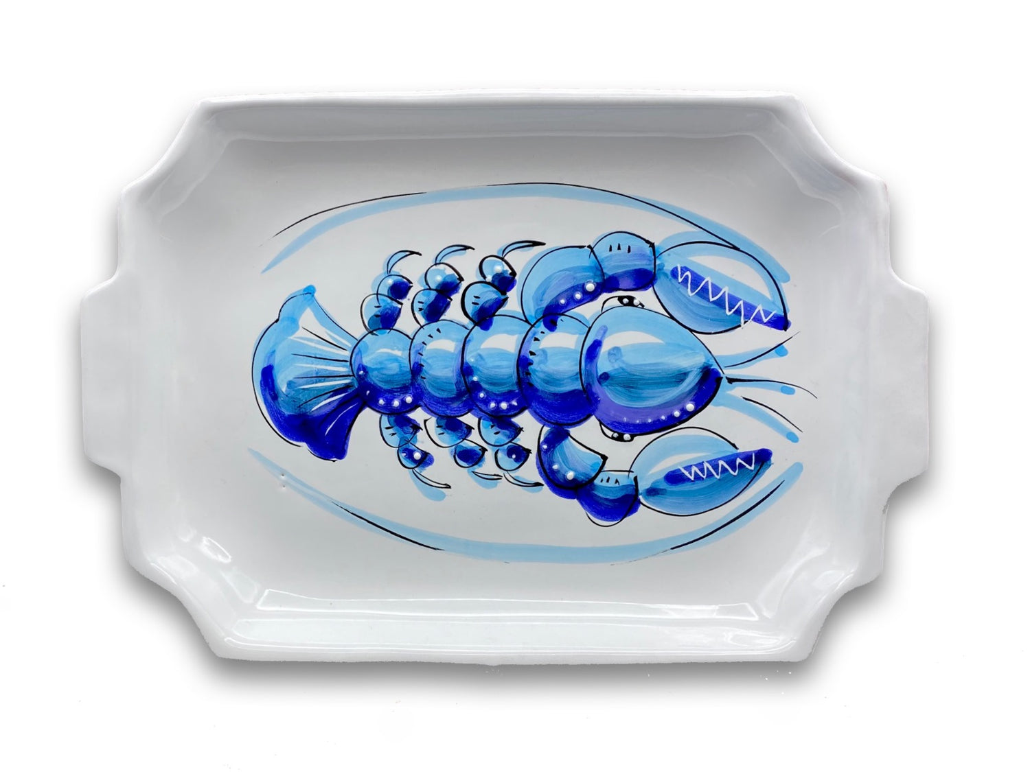 Vassoio Rettangolare in Ceramica Vietrese con Angoli Smussati 