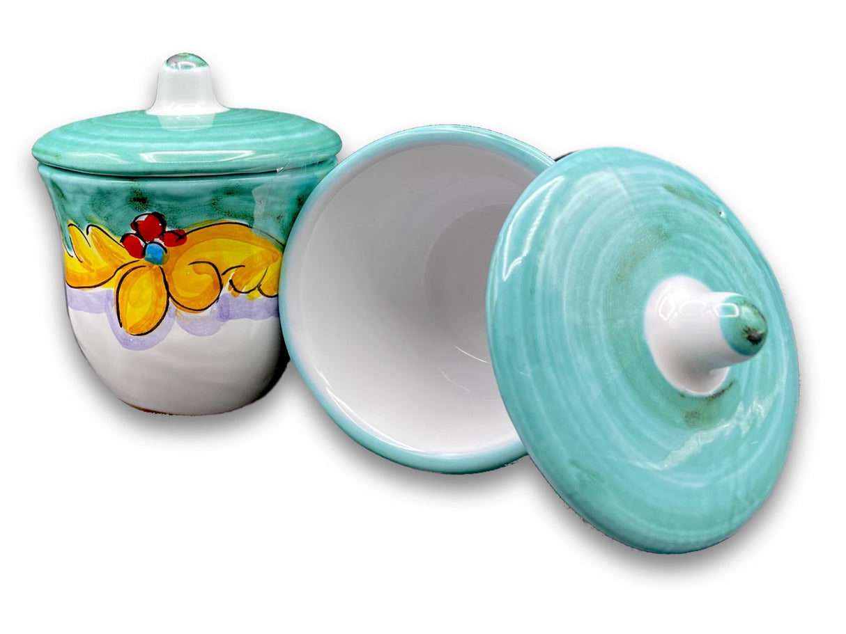 Zuccheriera svasata in ceramica di Vietri 