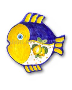 Piatto Pesce Rotondo in ceramica vietrese DECORO LIMONE COSTIERA NEW